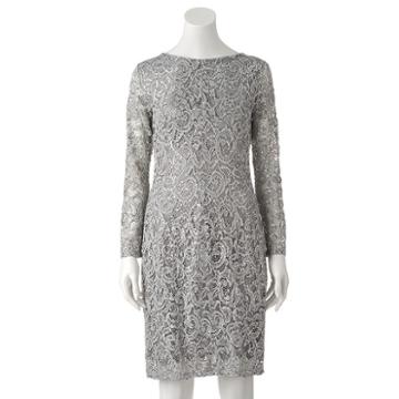 Women's Helene Blake Sequin Lace Sheath Dress, Size: 6, Silver