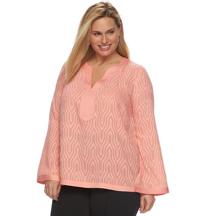 Plus Size Dana Buchman Textured High-low Tunic, Women's, Size: 2xl, Lt Orange