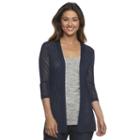 Women's Croft & Barrow&reg; Pointelle Open-front Cardigan, Size: Xl, Blue (navy)