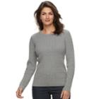 Women's Croft & Barrow&reg; Essential Cable-knit Crewneck Sweater, Size: Xs, Med Grey