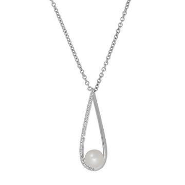 Freshwater By Honora Sterling Silver Dyed Freshwater Cultured Pearl & White Topaz Teardrop Pendant, Women's, Size: 18