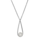 Freshwater By Honora Sterling Silver Dyed Freshwater Cultured Pearl & White Topaz Teardrop Pendant, Women's, Size: 18