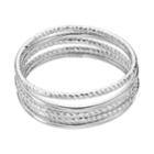 Sterling Silver Textured Bangle Bracelet Set, Women's, Grey