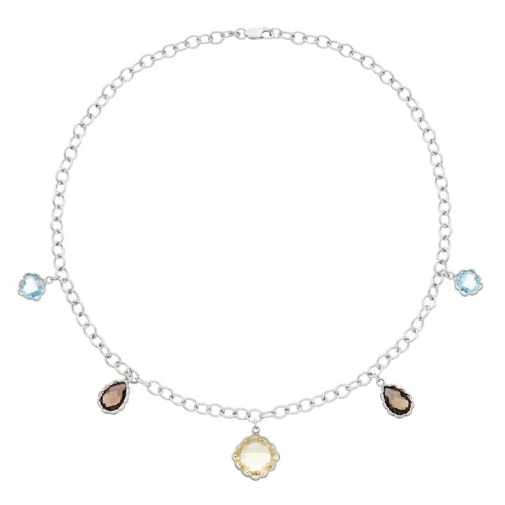 Sterling Silver Gemstone Charm Necklace, Women's, Size: 18, Multicolor