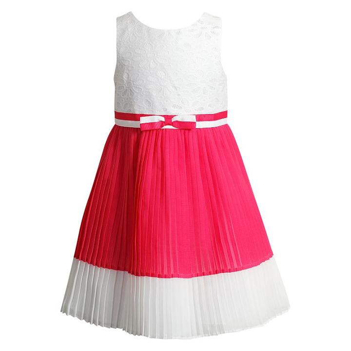 Girls 4-6x Youngland White & Coral Chiffon Pleated Dress, Girl's, Size: 4, White Oth