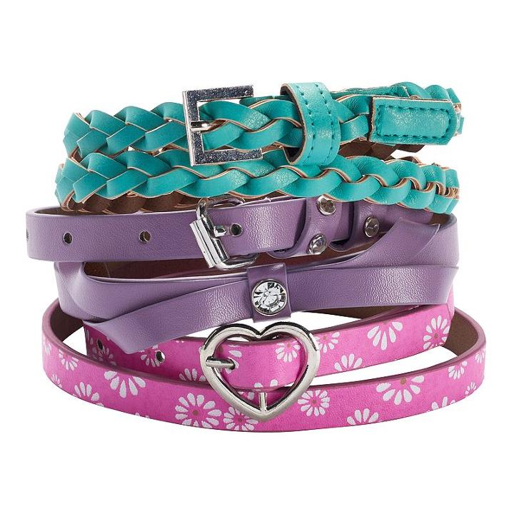 Girls 4-16 3-pk. Bow & Braid Belts, Girl's, Size: S-m, Multicolor