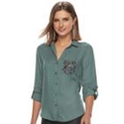 Women's Rock & Republic&reg; Embellished Shirt, Size: Small, Med Grey
