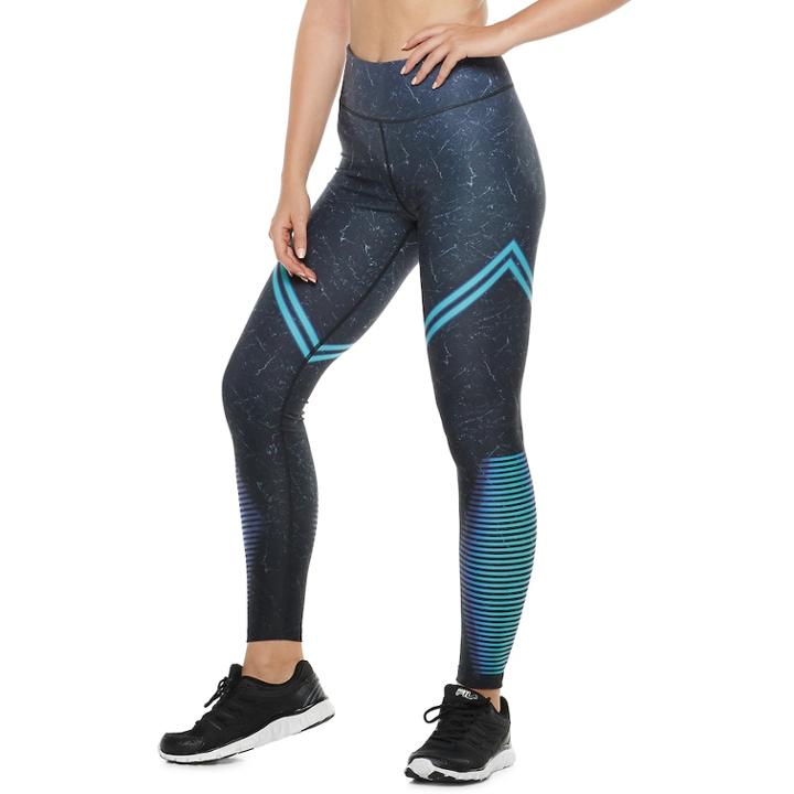 Women's Fila Sport&reg; Printed High-waisted Leggings, Size: Xl, Black