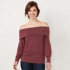 Women's Lc Lauren Conrad Weekend Off-the-shoulder Sweatshirt, Size: Medium, Med Purple