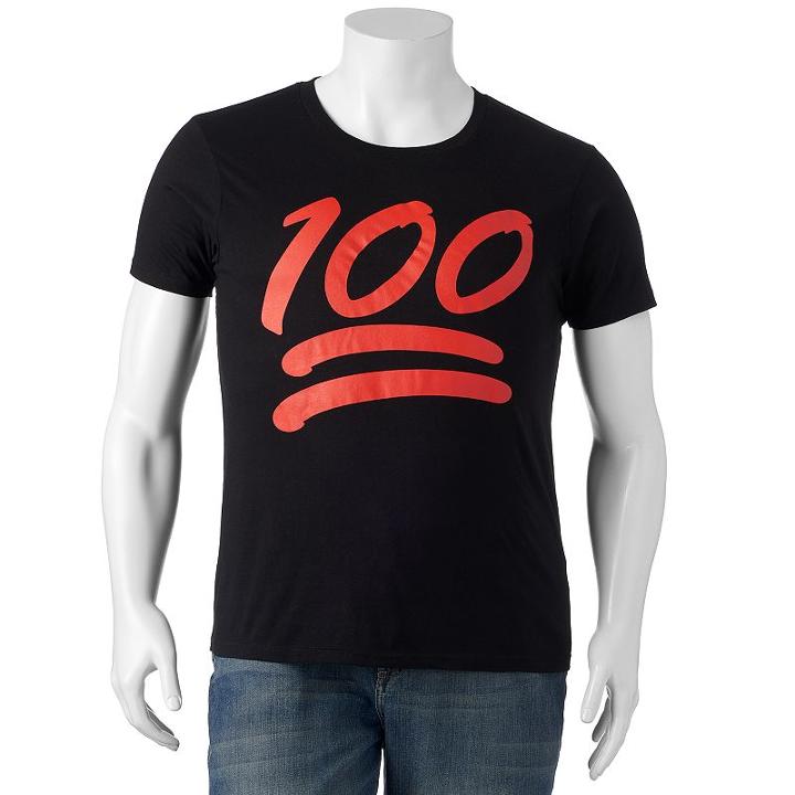Big & Tall 100 Emoji Tee, Men's, Size: 2xb, Black