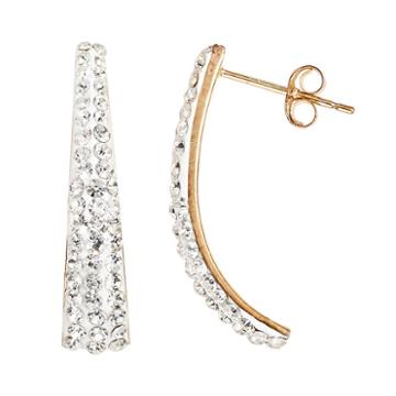 14k Gold-bonded Sterling Silver Crystal J-hoop Earrings, Women's, White