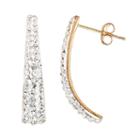 14k Gold-bonded Sterling Silver Crystal J-hoop Earrings, Women's, White