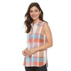 Women's Croft & Barrow&reg; Plaid Sleeveless Shirt, Size: Xs, Orange