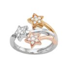 Tri Tone Sterling Silver 1/3 Carat T.w. Diamond Star Ring, Women's, Size: 8, White