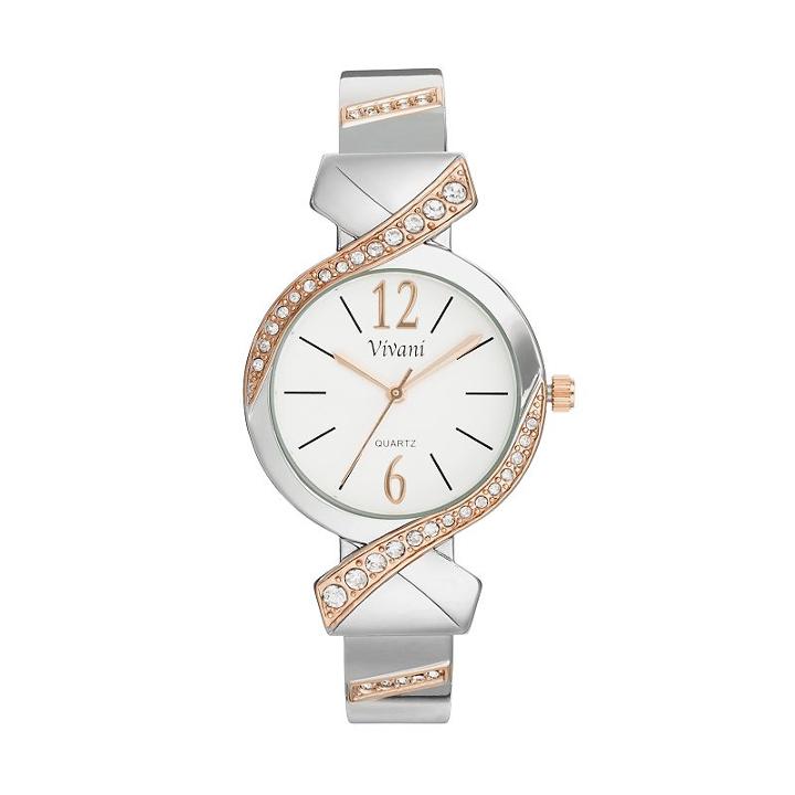 Vivani Women's Crystal Crisscross Cuff Watch, Size: Medium, Multicolor