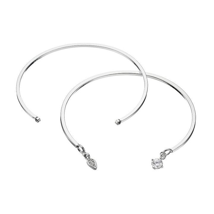 Lc Lauren Conrad Cubic Zirconia Cuff Bracelet Set, Women's, Silver