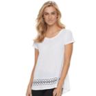 Women's Olivia Sky Crochet Hem Tee, Size: Xl, White