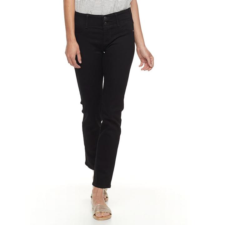 Petite Apt. 9&reg; Modern Fit Comfort Waistband Straight-leg Jeans, Women's, Size: 2 Petite, Black