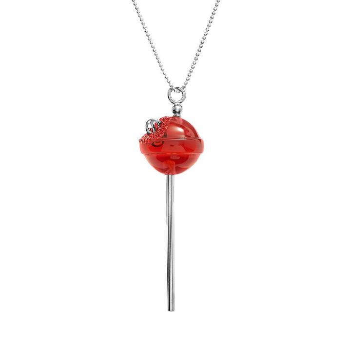 Amore By Simone I. Smith A Sweet Touch Of Hope Platinum Over Silver Crystal Lollipop Pendant, Women's, Size: 26, Red