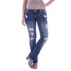 Juniors' Amethyst Ripped Slim Bootcut Jeans, Girl's, Size: 11, Dark Blue