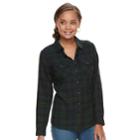 Petite Croft & Barrow&reg; Flannel Plaid Button-down Shirt, Women's, Size: Xl Petite, Green