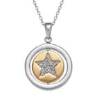 Two Tone 10k Gold Over Silver Cubic Zirconia Star Pendant Necklace, Women's, Size: 18, Grey