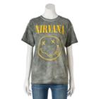 Juniors' Nirvana Smiley Face Graphic Tee, Teens, Size: Large, Green
