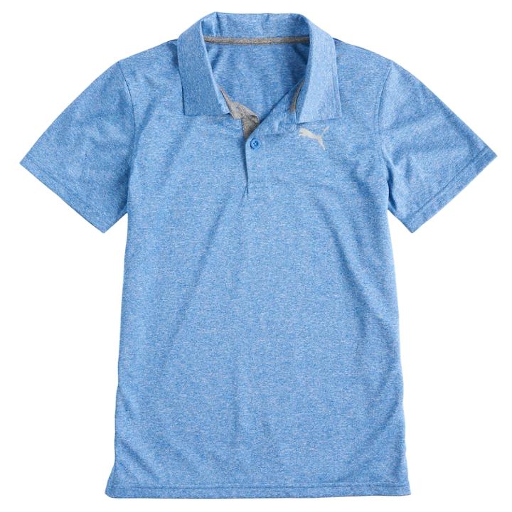 Boys 8-20 Puma Heathered Peformance Polo, Size: Medium, Blue (navy)