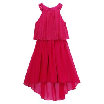 Girls 7-16 Emily West Pink Woven Popover Rhinestone Dress, Girl's, Size: 10