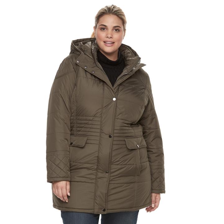 Plus Size Kc Collections Quilted Hooded Walker Jacket, Women's, Size: 3xl, Green Oth