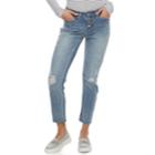 Juniors' Unionbay Presley Ripped Button Fly Ankle Jeans, Teens, Size: 9, Blue