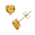 Citrine 10k Gold Heart Stud Earrings, Women's, Orange