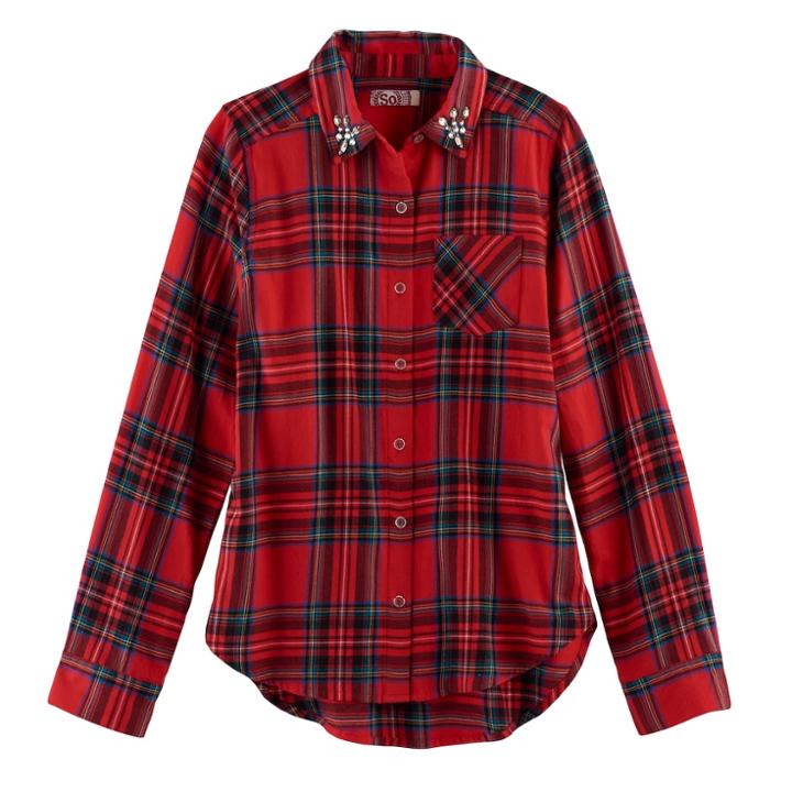 Girls 7-16 & Plus Size So&reg; Button-down Metallic Plaid Shirt, Size: 7-8, Med Red