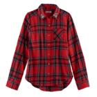 Girls 7-16 & Plus Size So&reg; Button-down Metallic Plaid Shirt, Size: 7-8, Med Red