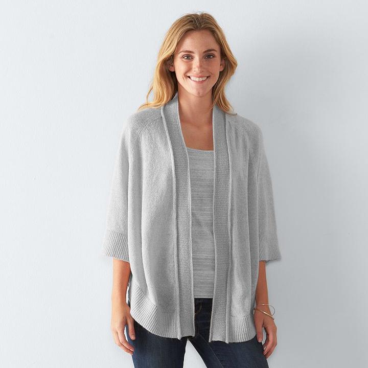 Women's Sonoma Goods For Life&trade; Flutter Cardigan, Size: S-m, Light Grey