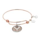 Love This Life Two Tone Angel Wing Charm Bangle Bracelet, Women's, Silver