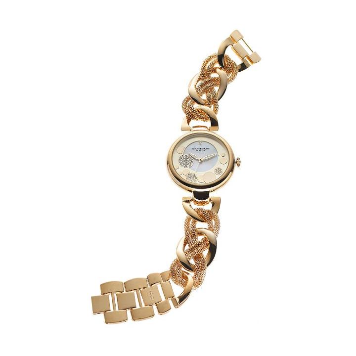 Akribos Xxiv Women's Ornate Diamond Watch, Yellow