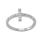 Sterling Silver 1/4-ct. T.w. Diamond Sideways Cross Ring, Women's, Size: 7, White