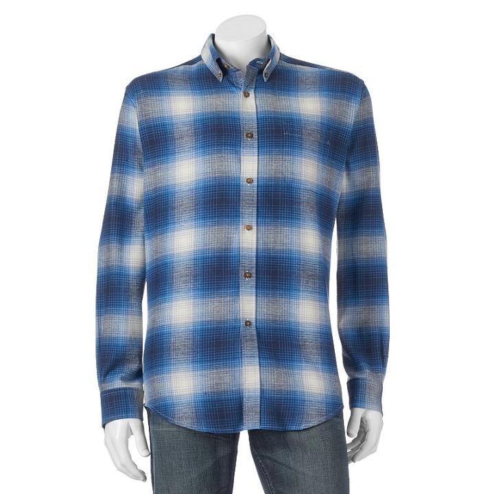 Big & Tall Croft & Barrow&reg; Classic-fit Plaid Flannel Button-down Shirt, Men's, Size: M Tall, Dark Blue