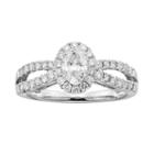 14k White Gold 1-ct. T.w. Oval-cut Igl Certified Diamond Frame Engagement Ring, Women's, Size: 7.50