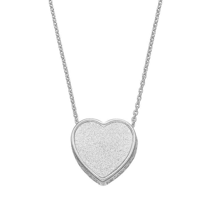 Sterling Silver Heart Pendant Necklace, Women's, Size: 18, Grey