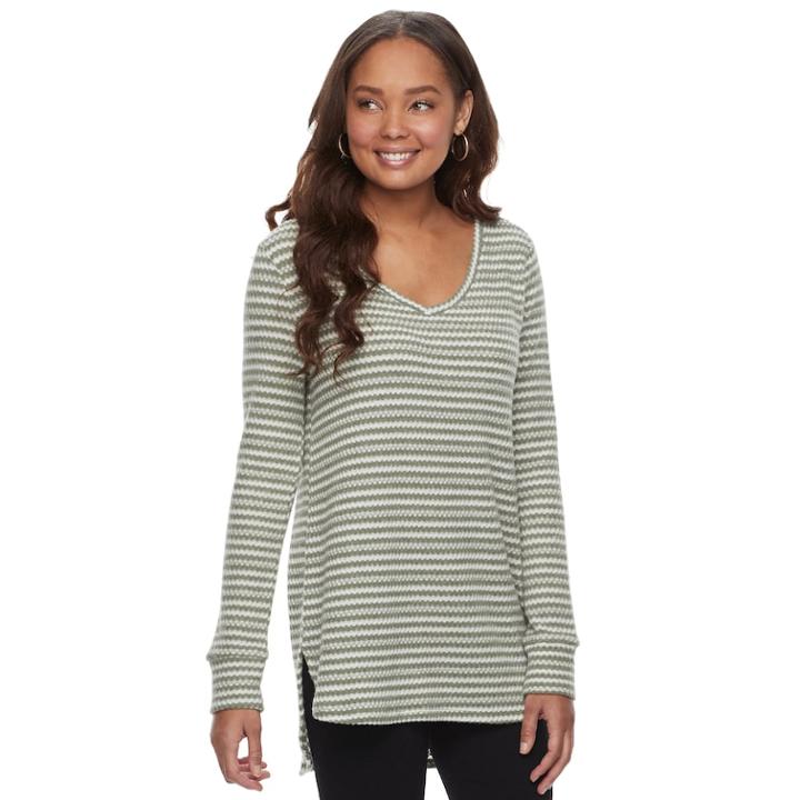 Women's Sonoma Goods For Life&trade; V-neck Waffle Weave Tunic, Size: Large, Dark Green