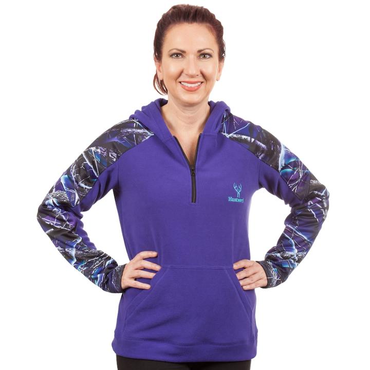 Women's Huntworth Camo Fleece Quarter-zip Hoodie, Size: Large, Purple