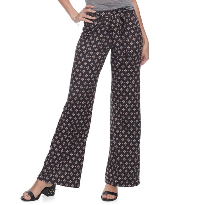 Juniors' Joe B Tie Front Wide-leg Pants, Teens, Size: Medium, Brown Oth