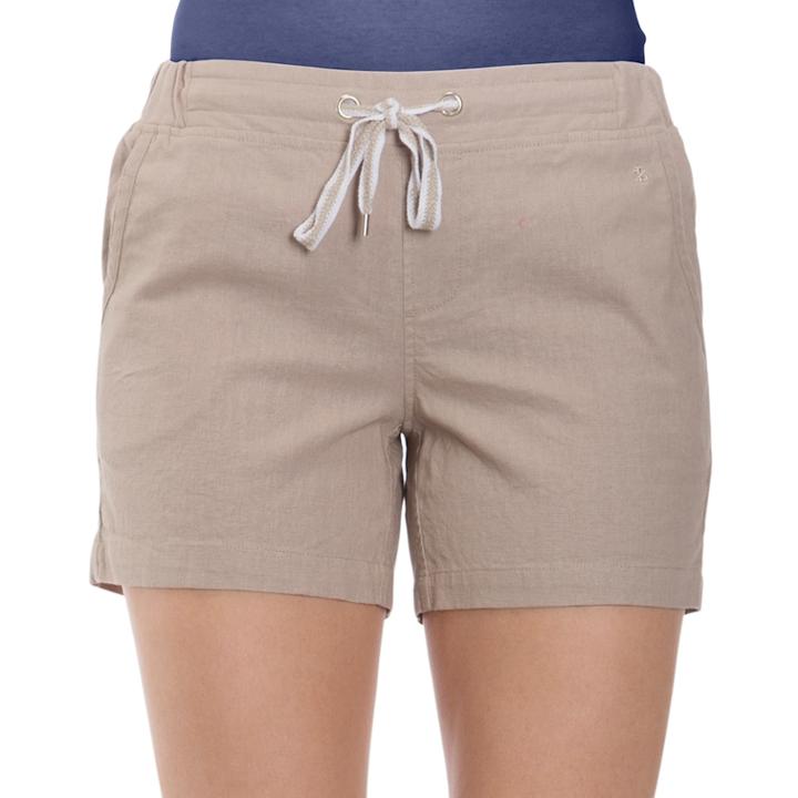Women's Izod Pull-on Linen Shorts, Size: Large, Beig/green (beig/khaki)