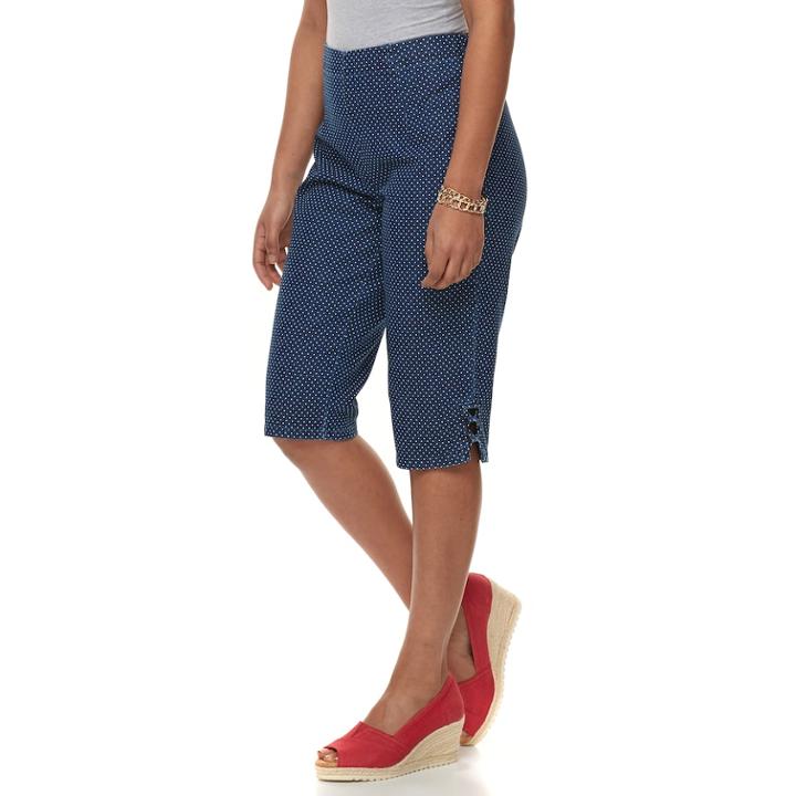 Petite Croft & Barrow&reg; Strappy Hem Pull-on Skimmer Capris, Women's, Size: 16 Petite, Dark Blue