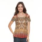 Women's World Unity Printed Scoopneck Tee, Size: Xs, Brown Oth