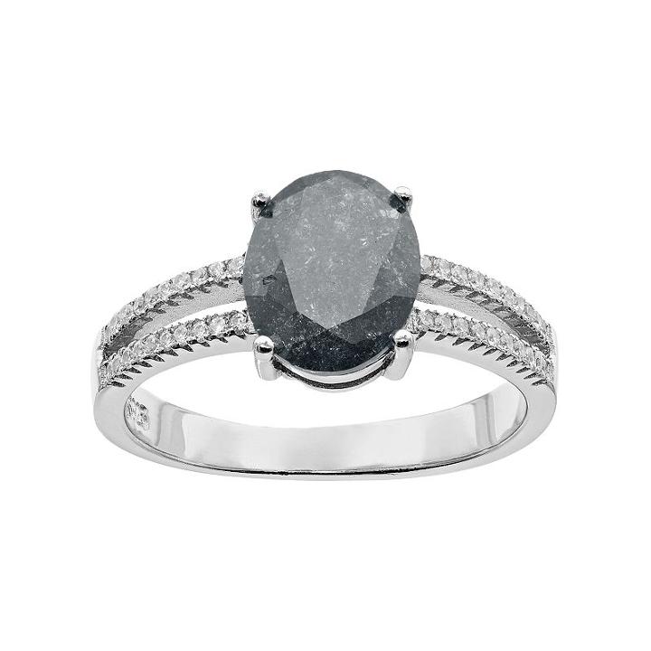 Sterling Silver Ice Cubic Zirconia Oval Ring, Women's, Size: 8, Grey