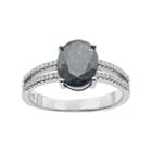 Sterling Silver Ice Cubic Zirconia Oval Ring, Women's, Size: 8, Grey