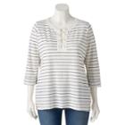 Plus Size Croft & Barrow&reg; Lace-up Roll-tab Tee, Women's, Size: 1xl, White